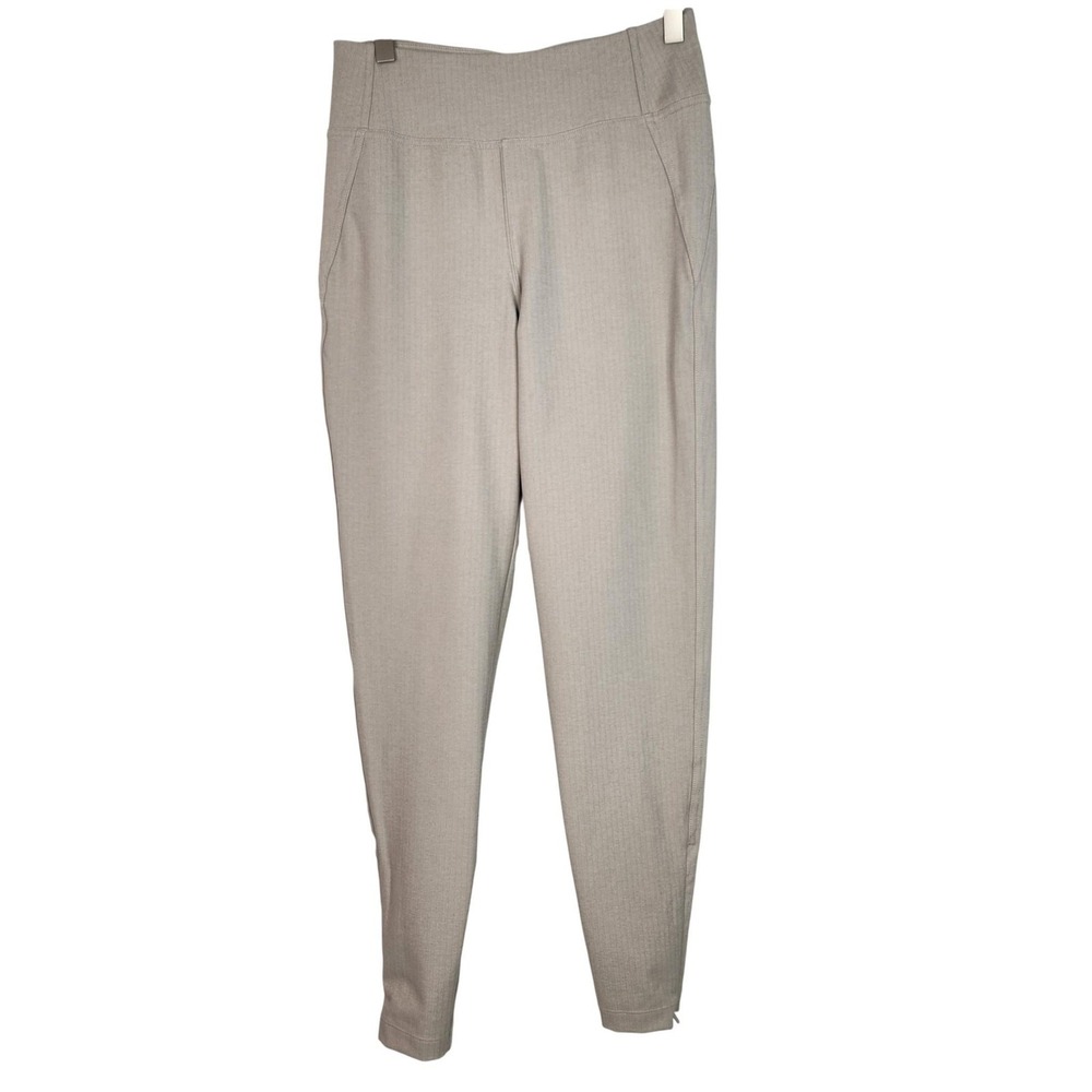 HALARA 7/8 Pants Womens XS Beige Herringbone Pull On High Rise Tapered Ankle‎